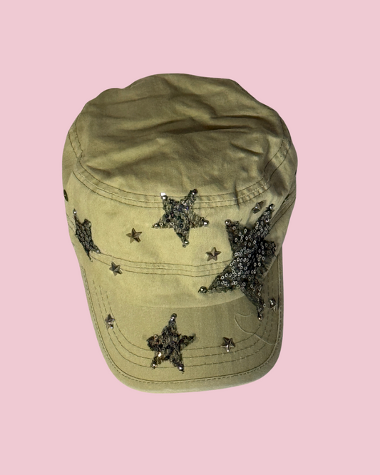 Y2k Denim Cap Star Beige