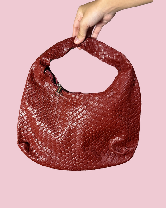 Red baguette bag